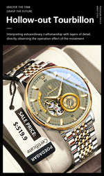 Poedagar topo de luxo relógio masculino luminoso oco tourbillon automático homem relógio de pulso mecânico aço inoxidável relógios masculinos reloj