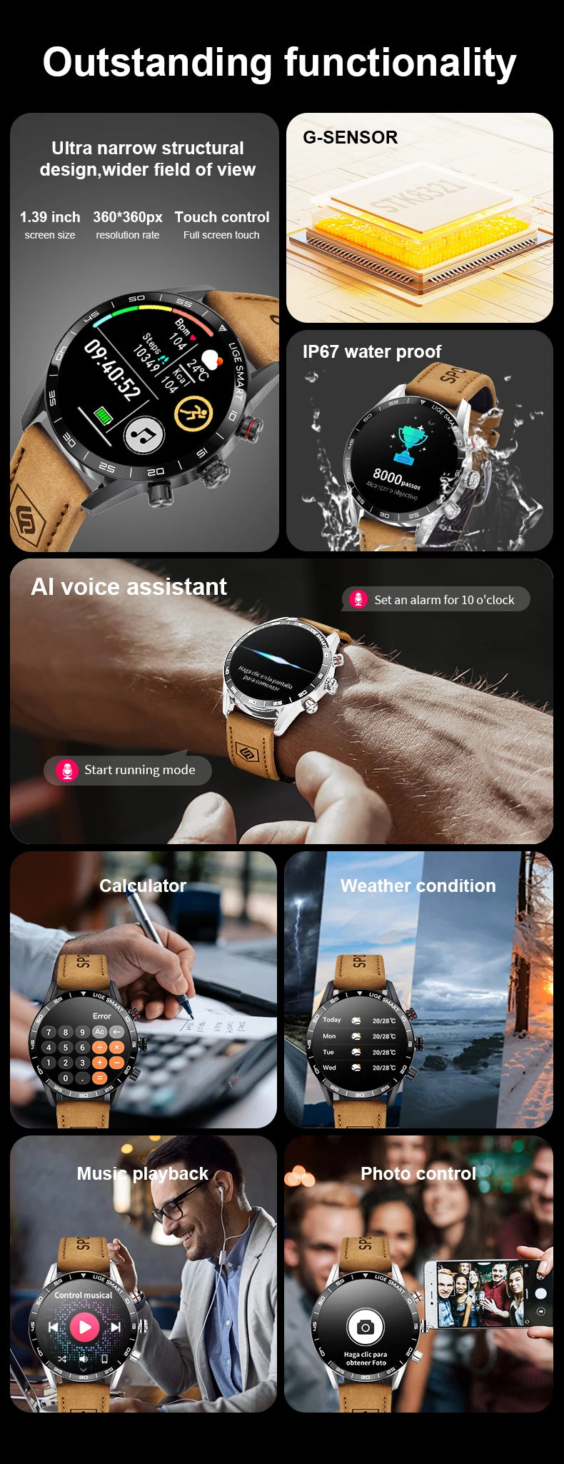 Lige 2024 novo robusto militar gps relógio inteligente masculino amoled tela hd freqüência cardíaca bluetooth chamada à prova dwaterproof água ao ar livre smartwatch