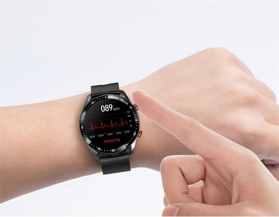 Impermeável relógio inteligente para homens, Bluetooth chamada, saúde do laser, pressão arterial, fitness esportes relógios, caixa, ECG, PPG