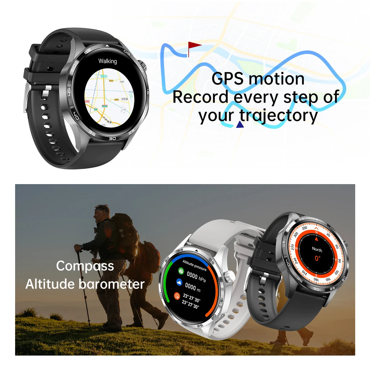 Gt5 pro relógio inteligente masculino 5 pro amoled tela hd bluetooth chamada trajetória gps nfc freqüência cardíaca bússola smartwatches 2024 novo