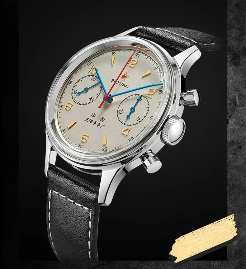 Relógios masculinos 1963 piloto relógio automático 42mm à prova dwaterproof água retro quartzo cronógrafo vestido vintage relógio