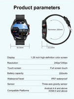 Impermeável relógio inteligente para homens, Bluetooth chamada, saúde do laser, pressão arterial, fitness esportes relógios, caixa, ECG, PPG
