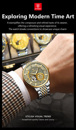 Poedagar topo de luxo relógio masculino luminoso oco tourbillon automático homem relógio de pulso mecânico aço inoxidável relógios masculinos reloj