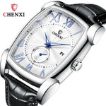 2024 CHENXI 8209 Relógios masculinos pulseira de couro casual luxo quartzo relógios de pulso quadrados à prova d'água