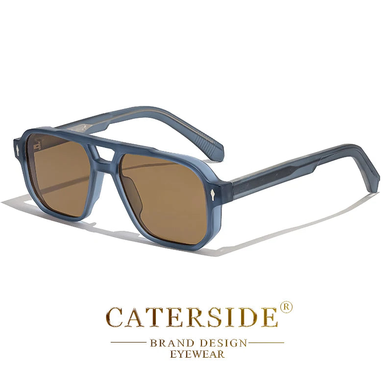 Caterside retro punk óculos de sol dos homens do vintage plana superior pontes duplas alta qualidade óculos de sol feminino viagem festa festival eyewear