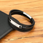 Xqni pulseira de couro trançado multicamadas, masculina, tendência legal, aço inoxidável, fivela casual, acessórios de joias, presente