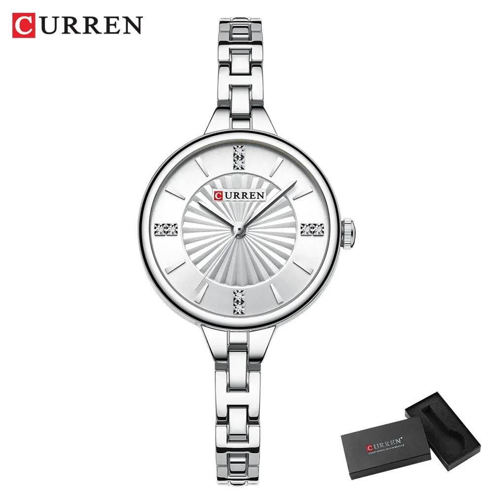 Curren-relógio de quartzo de luxo feminino, relógio pulseira magnética, pulseira esportiva, para mulheres