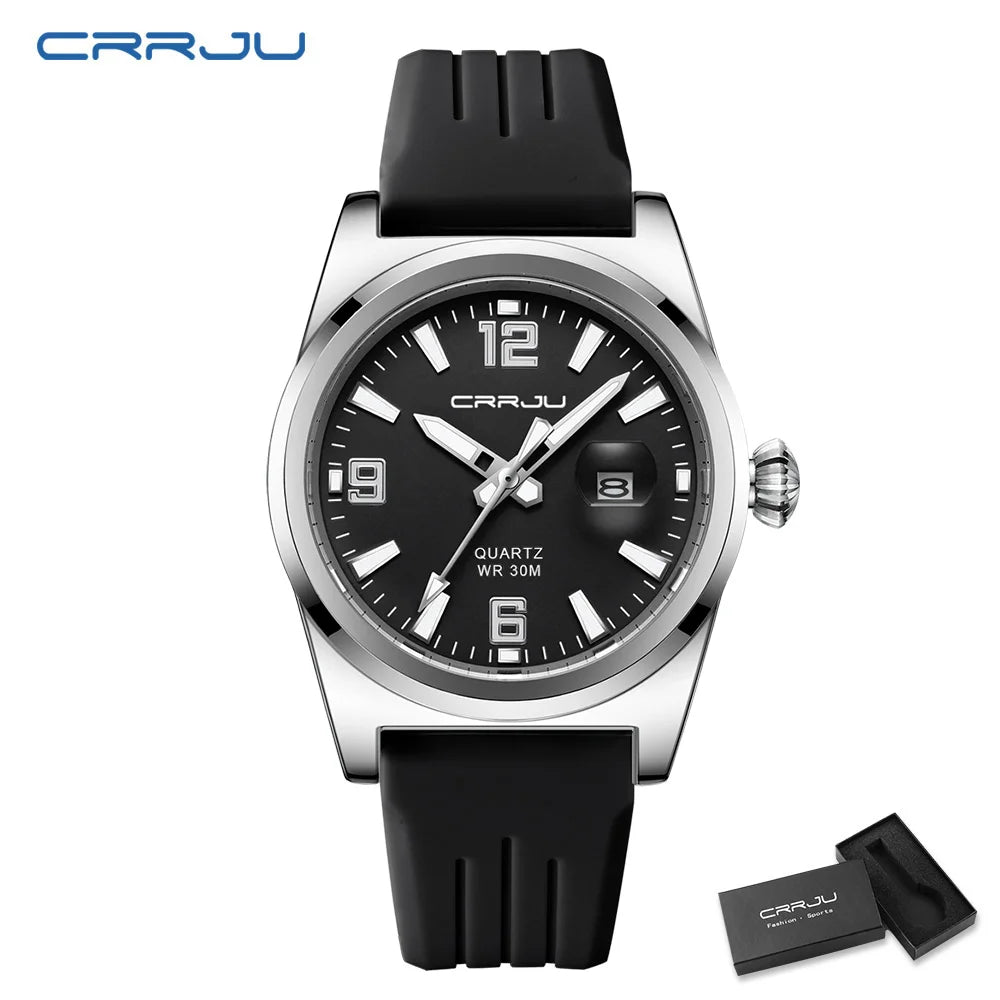 Crrju casual relógio de pulso quartzo moda à prova dwaterproof água relógios masculinos esporte pulseira silicone masculino relógio luminoso relogio masculino