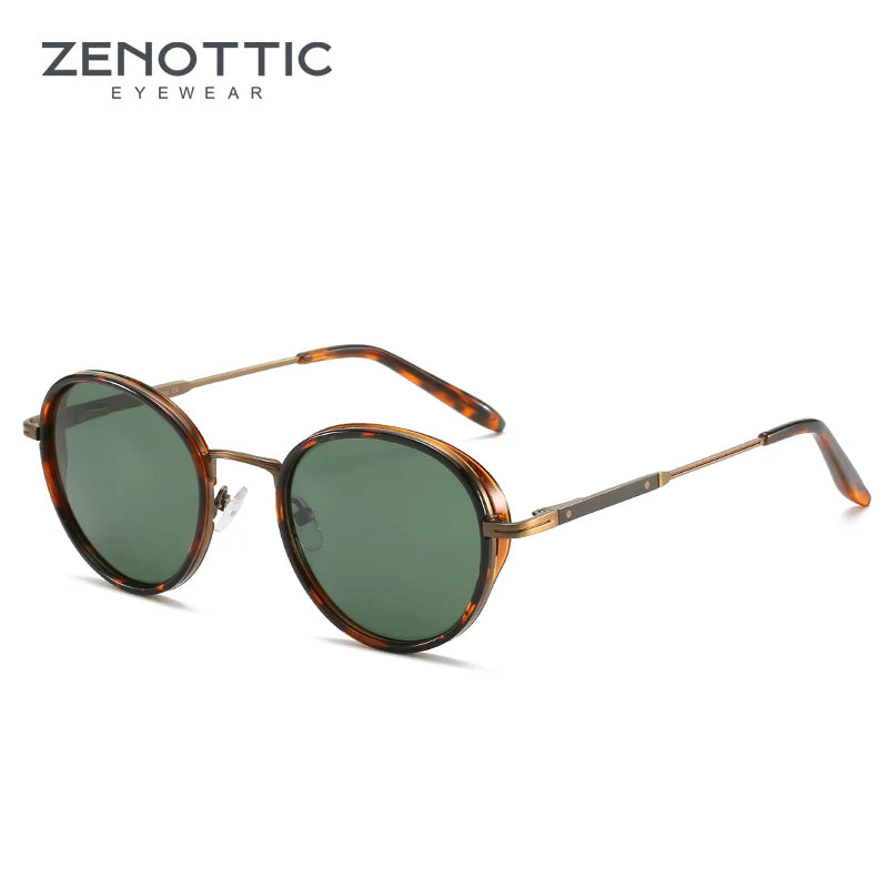 Zenottic steampunk óculos de sol redondo espelho polarizado (01 cores) óculos de sol para mulheres homens vintage tons uv400
