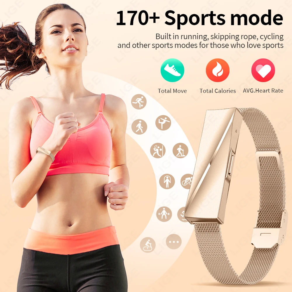 Lige nova senhora pulseira inteligente para presentes em tempo real monitoramento de freqüência cardíaca sono à prova dwaterproof água multi-esporte modo casal pulseira saúde