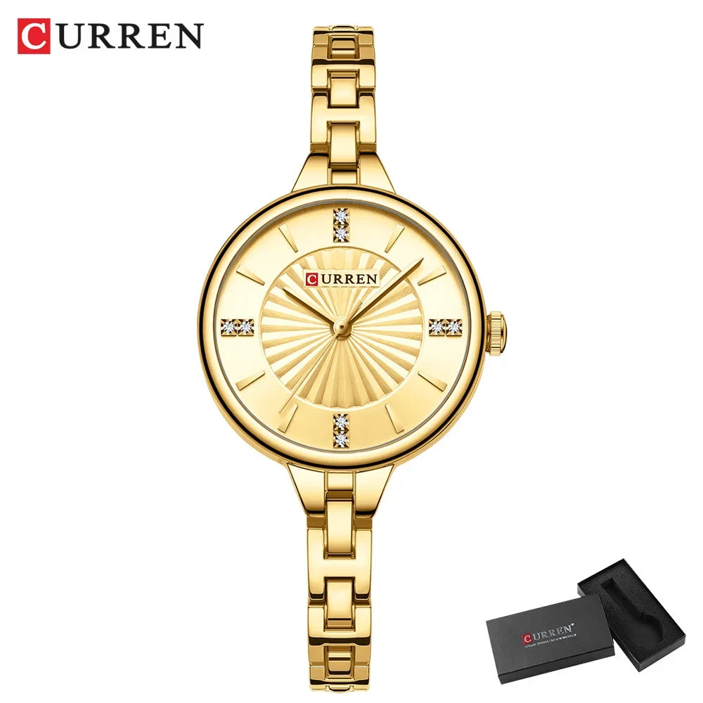 Curren-relógio de quartzo de luxo feminino, relógio pulseira magnética, pulseira esportiva, para mulheres