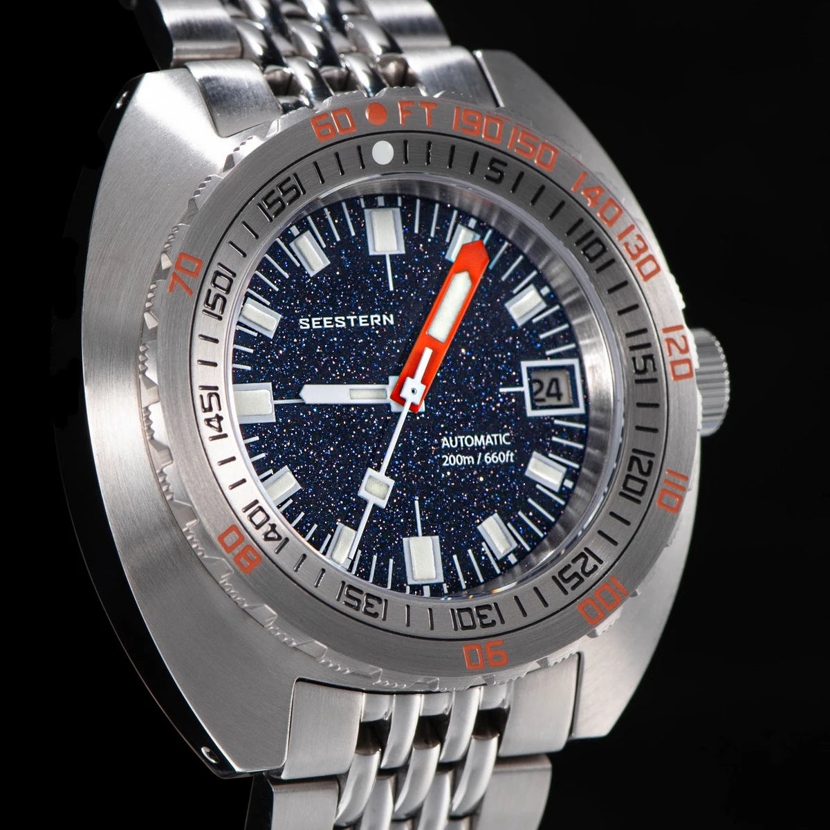 Marca superior mergulhador relógio masculino sub300t automático mecânico vidro de safira luminosa data 200m volta pulseira seestern relógio de pulso retro