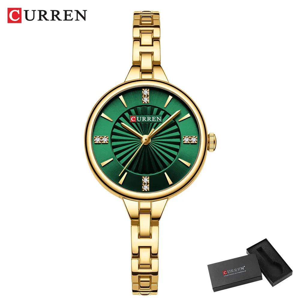 Curren-relógio de quartzo de luxo feminino, relógio pulseira magnética, pulseira esportiva, para mulheres