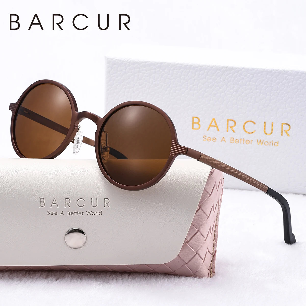 Barrcur retro liga de alumínio magnésio circular feminino polarizado óculos de sol nostálgico punk uv400 masculino óculos de sol high end marca caixa