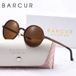 Barrcur retro liga de alumínio magnésio circular feminino polarizado óculos de sol nostálgico punk uv400 masculino óculos de sol high end marca caixa