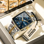 Poedagar luxo homem de negócios relógio de pulso cronógrafo à prova dwaterproof água calendário luminoso relógio para homem quadrado quartzo relógios masculinos reloj