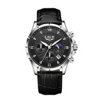 Novos relógios masculinos lige marca superior de luxo couro casual relógio quartzo esporte à prova dwaterproof água relógio relogios masculino + caixa