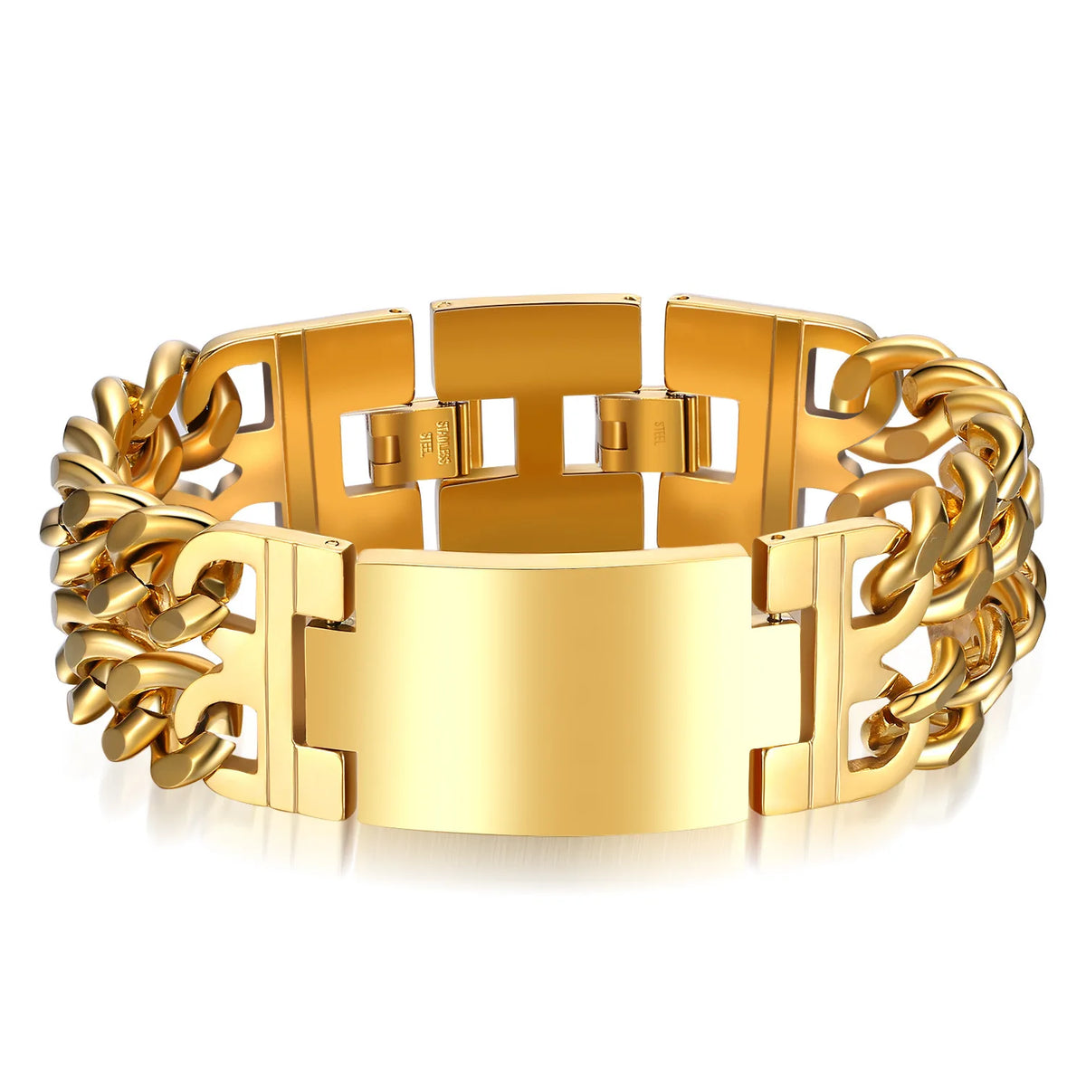 Hnsp 24mm de largura 316l aço inoxidável corrente cubana cruz pulseira para homens jóias masculino mão corrente envoltório pulseiras acessório punk