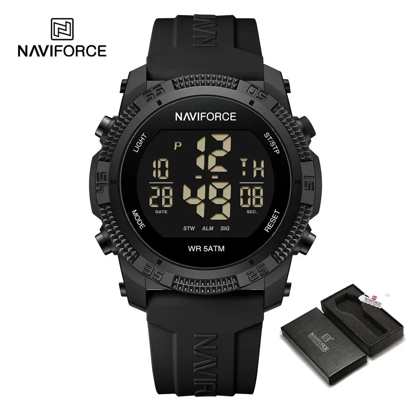 NAVIFORCE NF7104 Novos relógios esportivos digitais LCD para homens moda pulseira de silicone relógio de pulso eletrônico militar