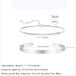 Pulseiras empilháveis para homens, prata esterlina 925/banhado a ouro 14k conjuntos de pulseiras delicadas com caixa de pulseiras cubanas