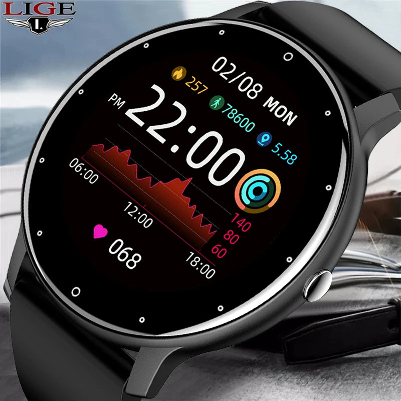Lige 2025 novo relógio inteligente masculino tela de toque completa esporte fitness relógio ip67 à prova dip67 água bluetooth para android ios smartwatch masculino + caixa