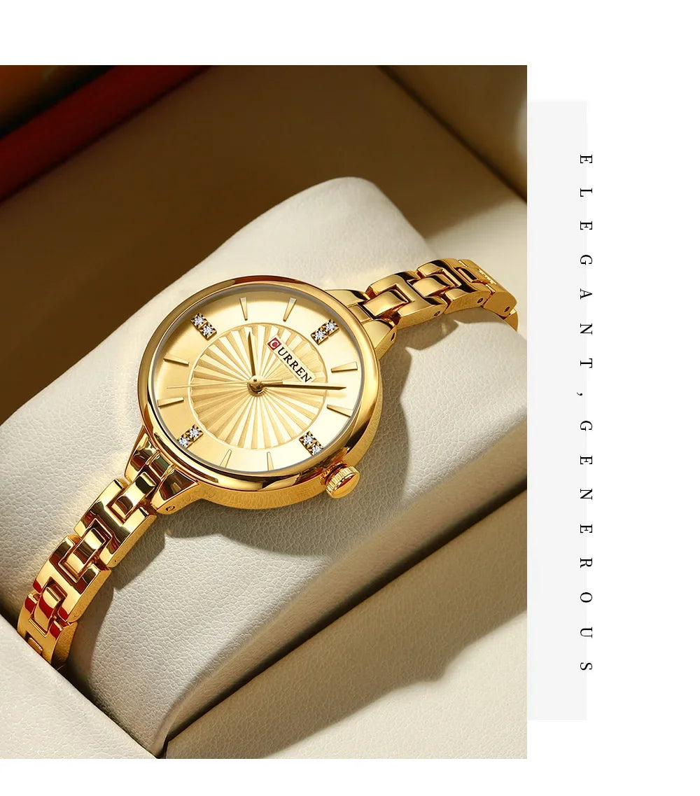 Curren-relógio de quartzo de luxo feminino, relógio pulseira magnética, pulseira esportiva, para mulheres
