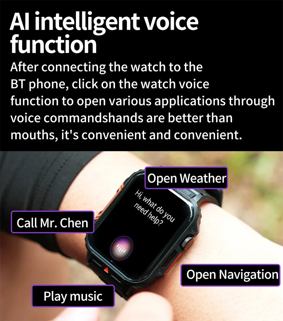 Novo esportes ao ar livre relógio inteligente masculino 1.95 polegada freqüência cardíaca oxigênio no sangue à prova dwaterproof água bt chamada smartwatch presente masculino para android ios