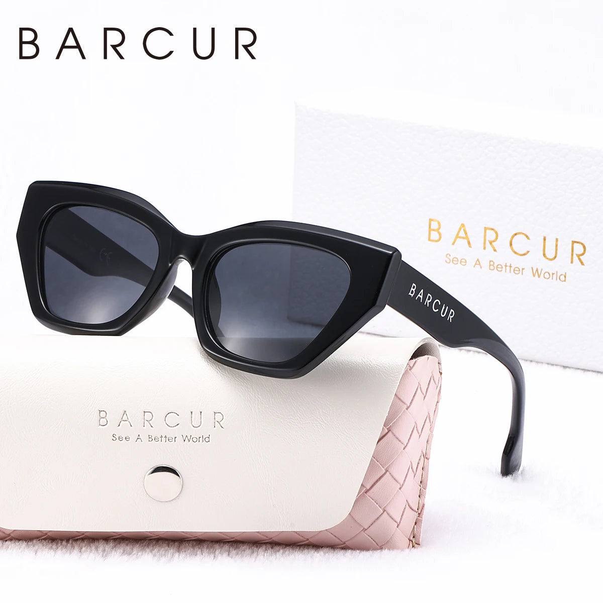 Óculos de sol feminino de alta qualidade da marca BARCUR Irregular PC Design de armação grossa cor criativa Shopping Party Óculos de sol polarizados