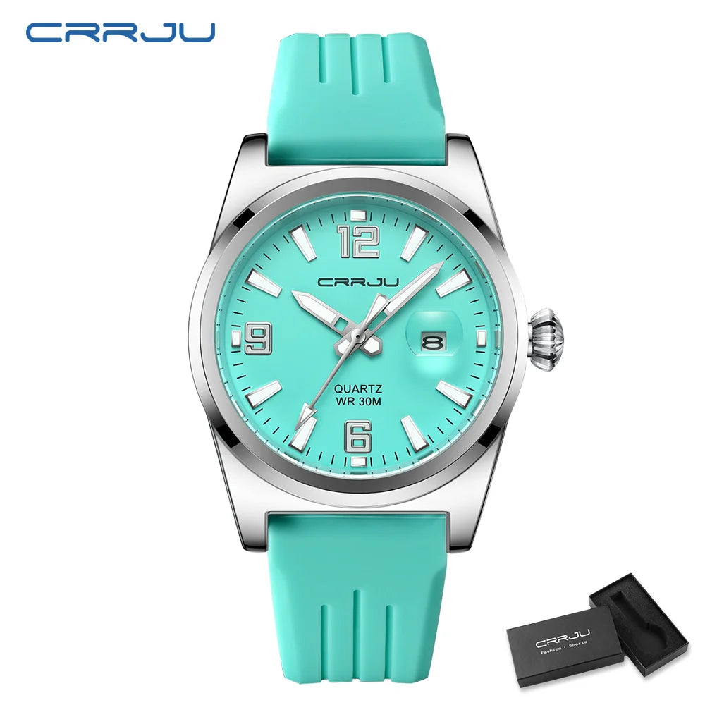 Crrju casual relógio de pulso quartzo moda à prova dwaterproof água relógios masculinos esporte pulseira silicone masculino relógio luminoso relogio masculino