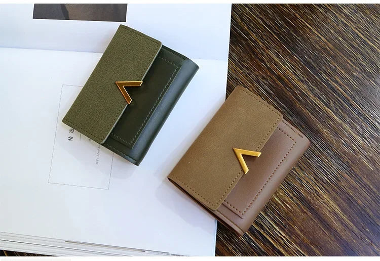 Couro nova bolsa feminina pequena carteira de couro curto marca luxo mini moda feminina carteiras e bolsa titular do cartão de crédito