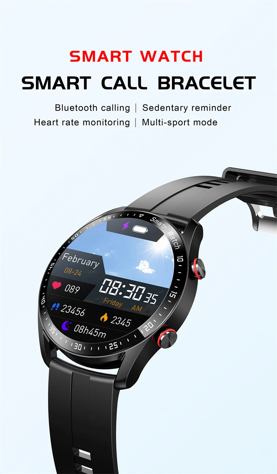 Impermeável relógio inteligente para homens, Bluetooth chamada, saúde do laser, pressão arterial, fitness esportes relógios, caixa, ECG, PPG