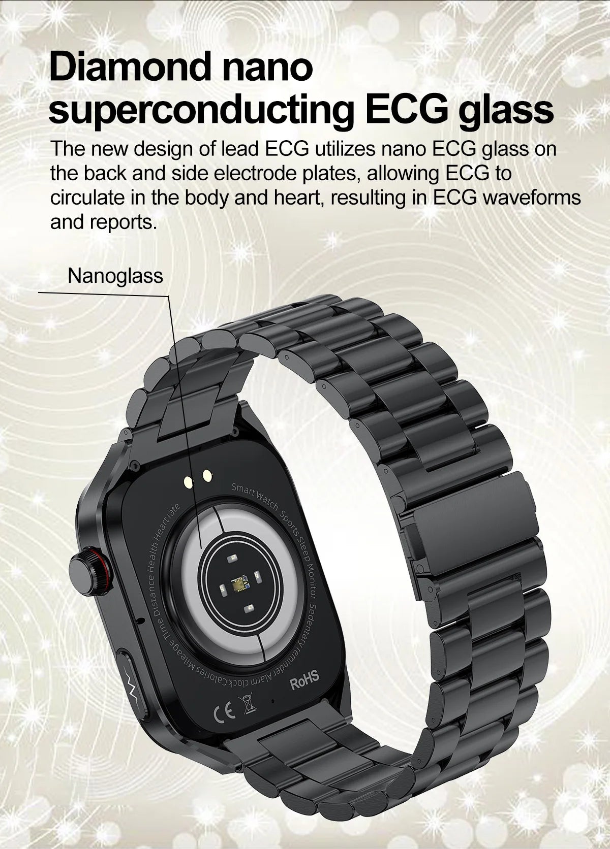 2024 novo grau médico ácido úrico gordura no sangue smartwatch ecg glicose no sangue freqüência cardíaca pressão arterial monitoramento de saúde relógio inteligente