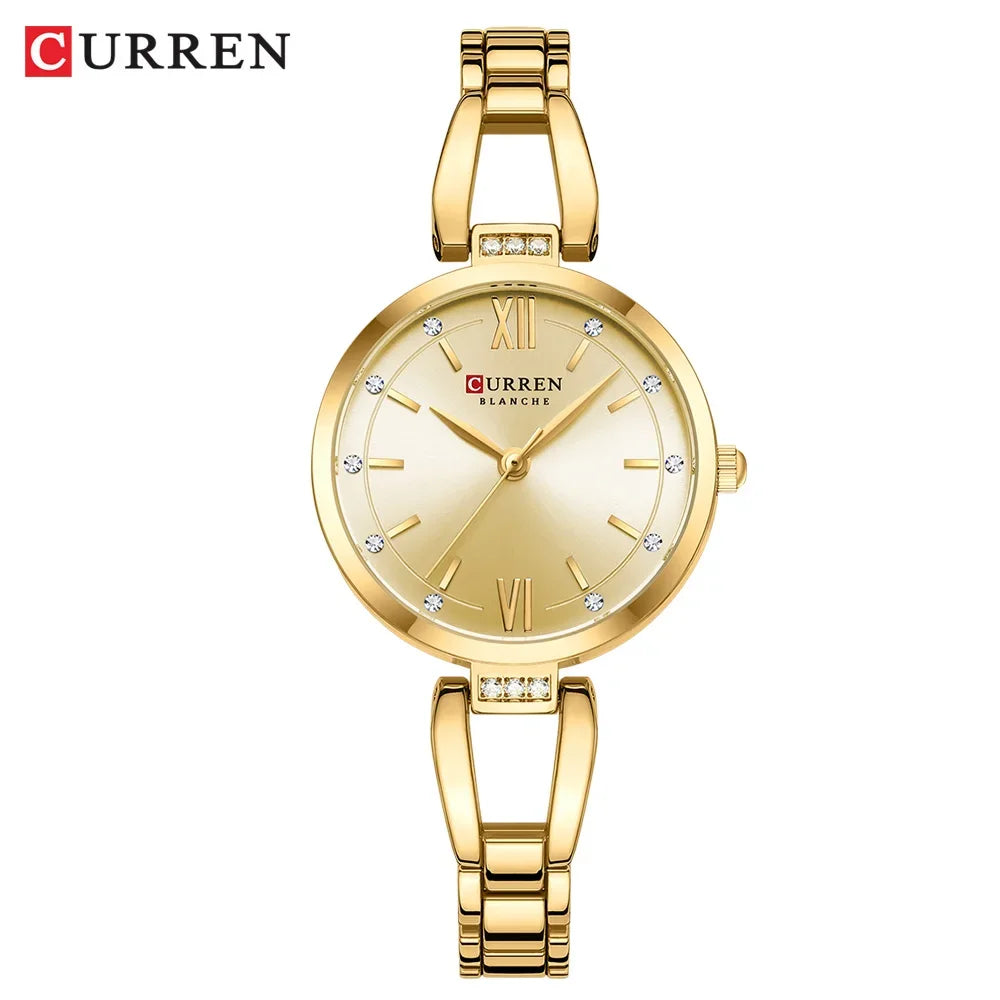 Curren relógios femininos elegante moda original relógio de quartzo para Laides à prova dwaterproof água aço inoxidável simples luxo uso diário