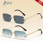 Caterside retangular óculos de sol masculino sem aro branco cobre pequeno quadrado óculos de sol para mulher lente gradiente ao ar livre uv400