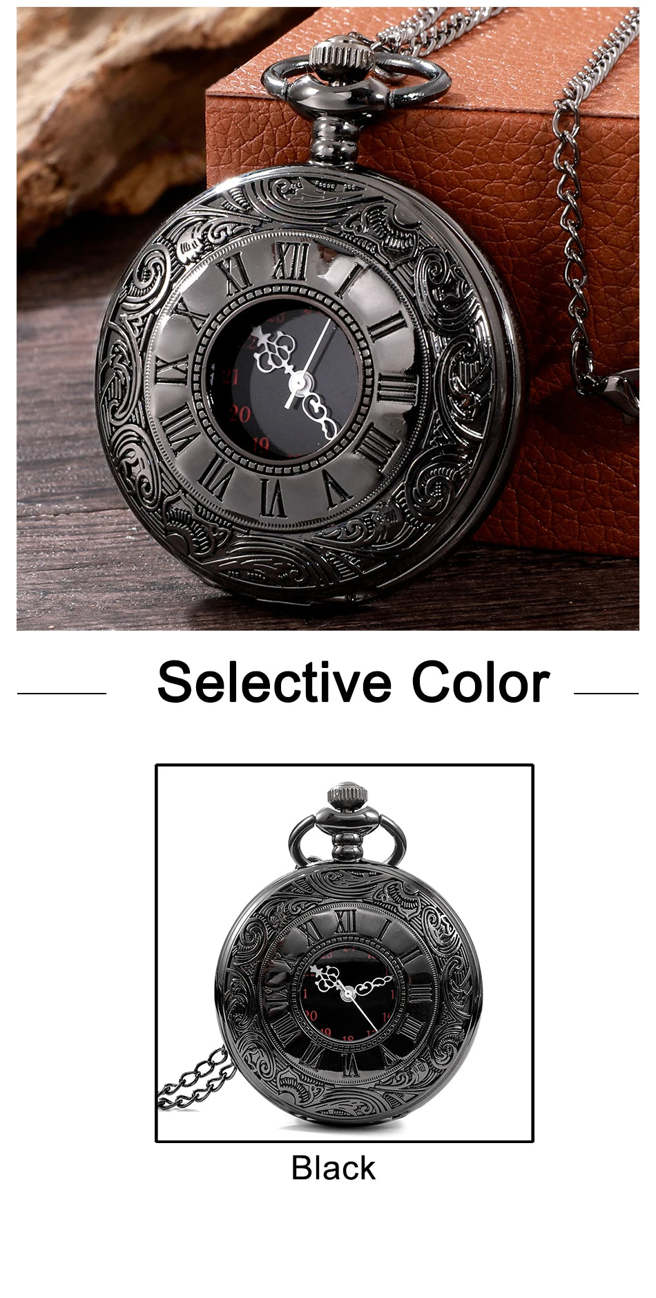 Relógio de bolso Steampunk com corrente para homens e mulheres, colar com pingente, charme vintage, preto, número romano, quartzo, moda unissex, presente