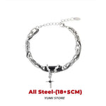Retro chama cruz pulseira para homem mulher hip hop titânio aço splice corrente charme unisex jóias legal kpop acessórios de luxo