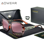 AOWEAR-Luxury Square Oversized Sunglasses for Women, Polarized Brand Design, óculos de sol vintage, tons ao ar livre, óculos para senhoras
