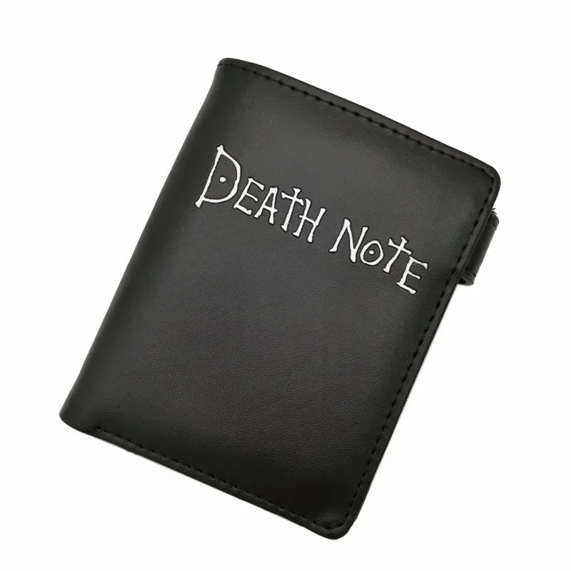 Death Note Anime Carteira curta de couro PU preto e porta-moedas para meninos e meninas presente