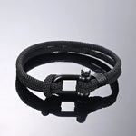 Homens preto de aço inoxidável u forma sobrevivência pulseira acampamento ao ar livre resgate emergência manilha corda pulseira para presentes femininos